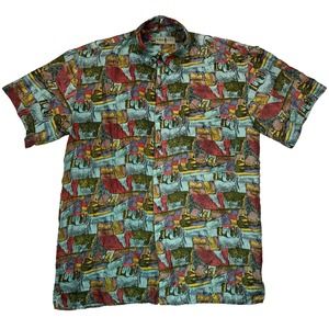 Robert Stock Abstract 100% Silk Short Sleeve Button Down / Men’s Small